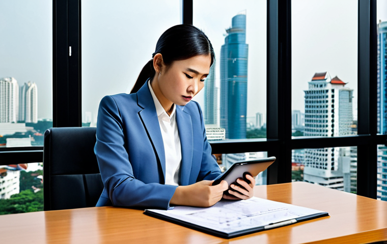 Businesswoman Planning Finances**

"A professional Thai businesswoman in a modern office, wearing a modest business suit, analyzing financial charts on a tablet, with a calculator and notepad on her desk, fully clothed, appropriate attire, safe for work, perfect anatomy, natural proportions, professional photography, financial planning concept, family-friendly, Bangkok cityscape visible through the window."

**